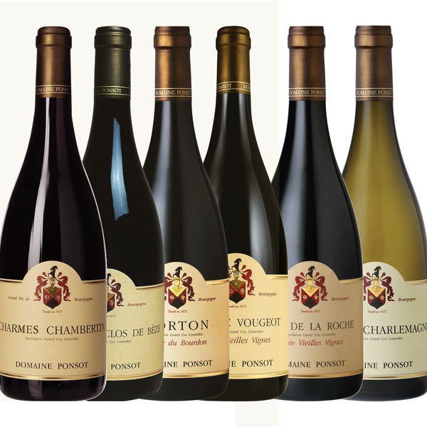 2014, Domaine Ponsot, ASSORTIMENT x6: Corton Bourdon | Charmes-Chambertin Merles | Chambertin Clos de Beze | Clos de Vougeot | Clos de la Roche | Corton-Charlemagne